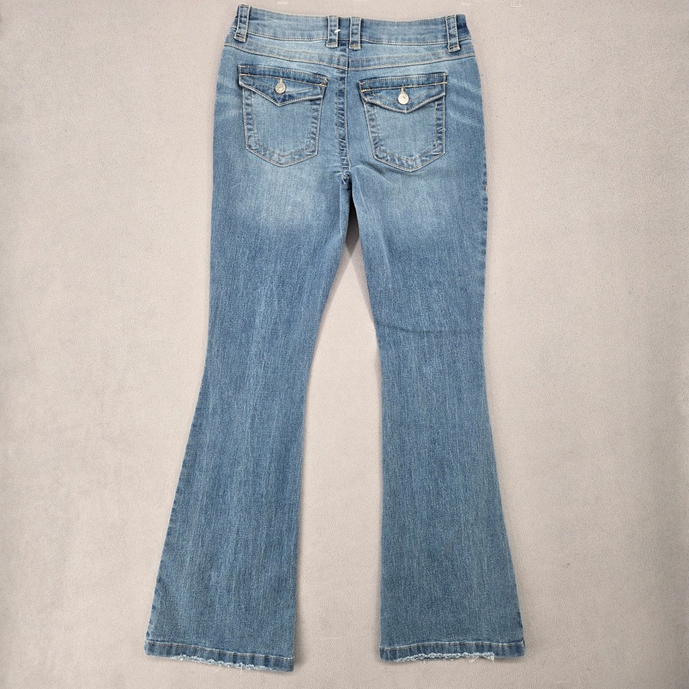 Rewash NWT Womens 3/26‎ Crosshatch Low Rise Bootcut Jeans Blue Y2K Thick Stitch